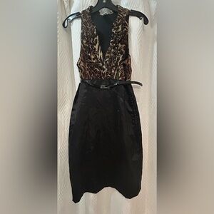 Trixxi Animal Print and Black Backless Dress